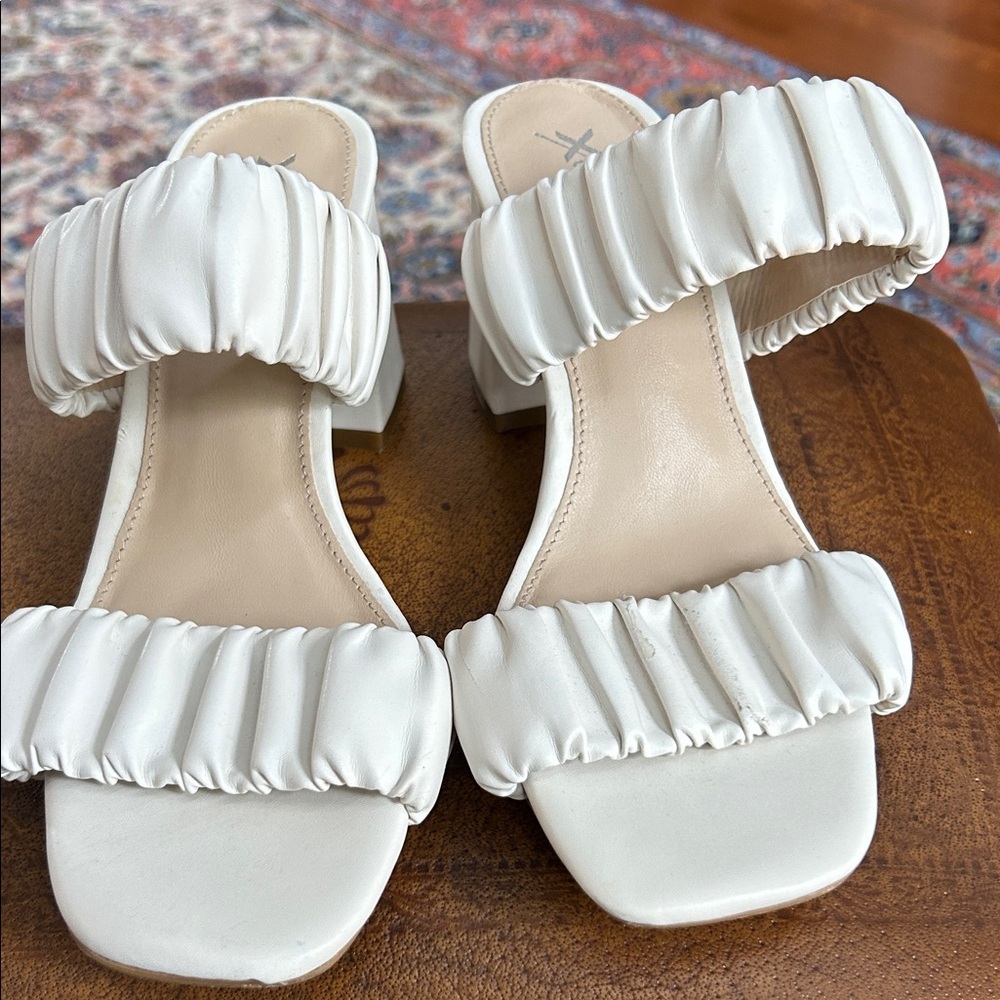 Chic White Ruched Women's Sandals